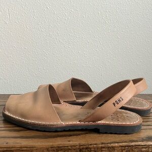 Pons Avarcas  100% Leather Sz 9 Sandal Tan Leather Slingback Spain Open Toe Boho
